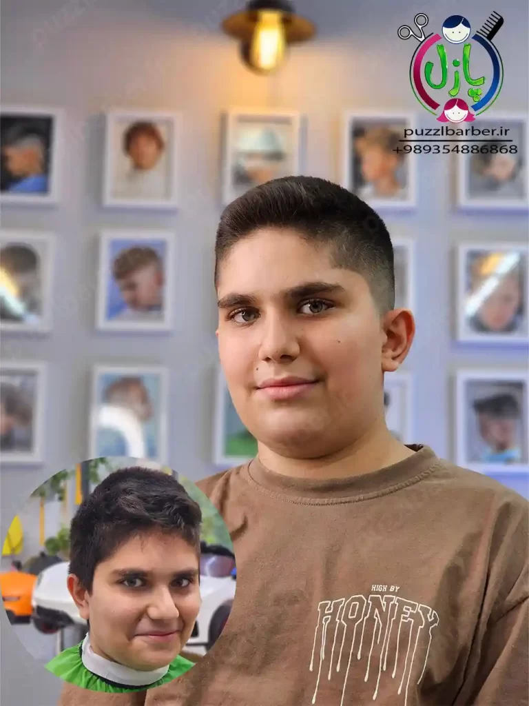 نمونه کار نوجوان مدل موی فید تابستانی حسن پیرعلی شعبه گوهردشت آرایشگاه پازل
